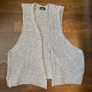 Eskandar Open Sweater Vest Waistcoat Gray Oversize Knit-One Size